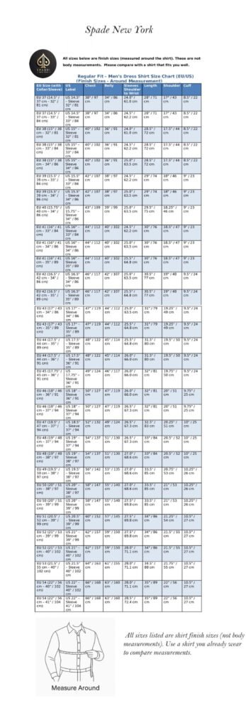 Men’s Shirt Size Guide