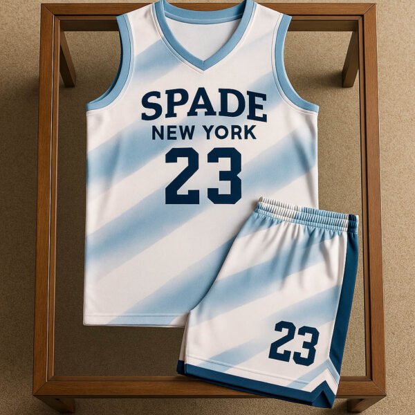 Custom Light Blue and white Basketball Uniform
