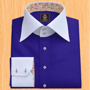 Blue Giza Cotton Poplin Christmas Vacation Shirt