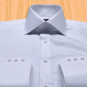 Cotton White Button Up Shirt – 3-Button Collar and Cuff 100% Luxury Giza Cotton Twill