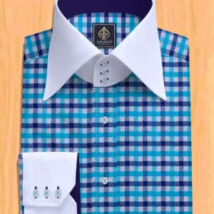 Teal & Navy Check Dress Shirt