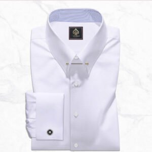 White Men’s Pin Collar Dress Shirt – 100% Giza Egyptian Cotton | Spades New York